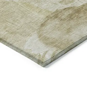 3' X 5' Beige Tan And Ivory Floral Washable Indoor Outdoor Area Rug
