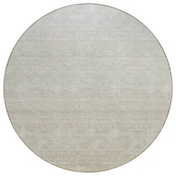 8' Beige Tan And Taupe Round Ombre Washable Indoor Outdoor Area Rug