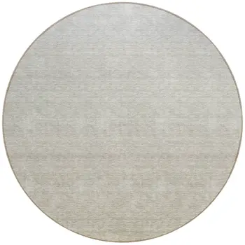8' Beige Tan And Taupe Round Ombre Washable Indoor Outdoor Area Rug