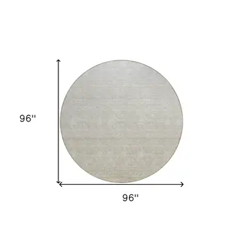 8' Beige Tan And Taupe Round Ombre Washable Indoor Outdoor Area Rug