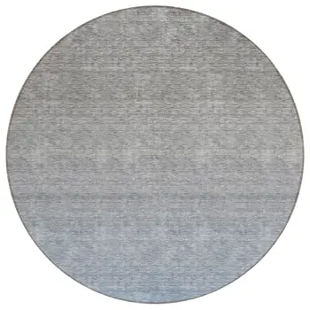 8' Denim Blue And Gray Round Ombre Washable Indoor Outdoor Area Rug