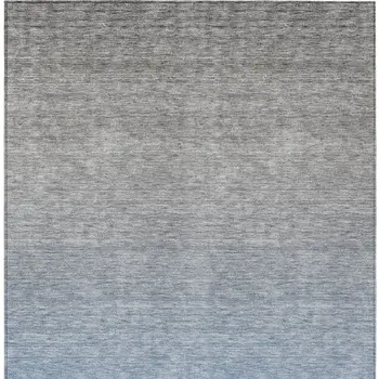 8' X 10' Denim Blue And Gray Ombre Washable Indoor Outdoor Area Rug
