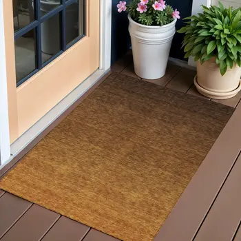 3' X 5' Chocolate And Brown Ombre Washable Indoor Outdoor Area Rug