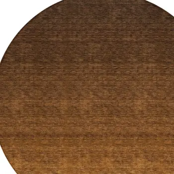 8' Chocolate And Brown Round Ombre Washable Indoor Outdoor Area Rug