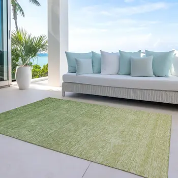 3' X 5' Artichoke Green And Fern Green Ombre Washable Indoor Outdoor Area Rug