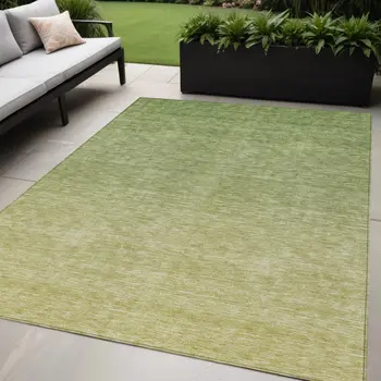 5' X 8' Artichoke Green And Fern Green Ombre Washable Indoor Outdoor Area Rug