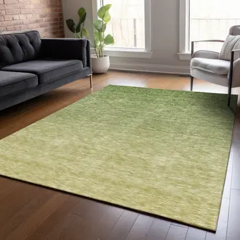 5' X 8' Artichoke Green And Fern Green Ombre Washable Indoor Outdoor Area Rug