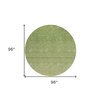 8' Artichoke Green And Fern Green Round Ombre Washable Indoor Outdoor Area Rug