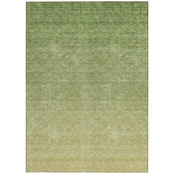 10' X 14' Artichoke Green And Fern Green Ombre Washable Indoor Outdoor Area Rug