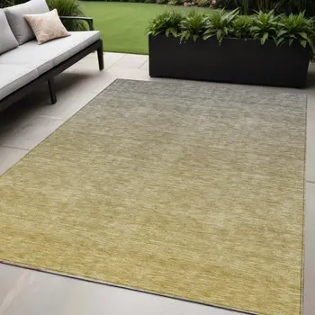 5' X 8' Gold Beige And Taupe Ombre Washable Indoor Outdoor Area Rug