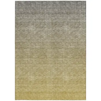8' X 10' Gold Beige And Taupe Ombre Washable Indoor Outdoor Area Rug