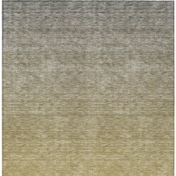10' X 14' Gold Beige And Taupe Ombre Washable Indoor Outdoor Area Rug