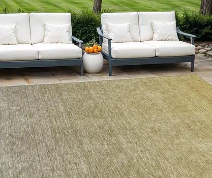 10' X 14' Gold Beige And Taupe Ombre Washable Indoor Outdoor Area Rug