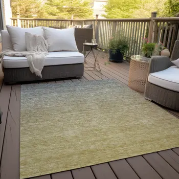 10' X 14' Gold Beige And Taupe Ombre Washable Indoor Outdoor Area Rug