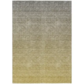 10' X 14' Gold Beige And Taupe Ombre Washable Indoor Outdoor Area Rug