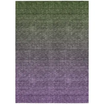5' X 8' Purple Charcoal And Green Ombre Washable Indoor Outdoor Area Rug