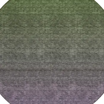 8' Purple Charcoal And Green Round Ombre Washable Indoor Outdoor Area Rug