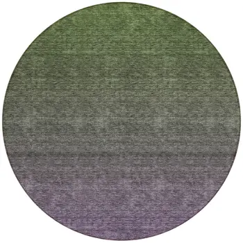 8' Purple Charcoal And Green Round Ombre Washable Indoor Outdoor Area Rug