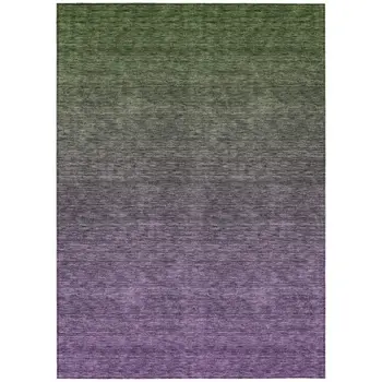 9' X 12' Purple Charcoal And Green Ombre Washable Indoor Outdoor Area Rug