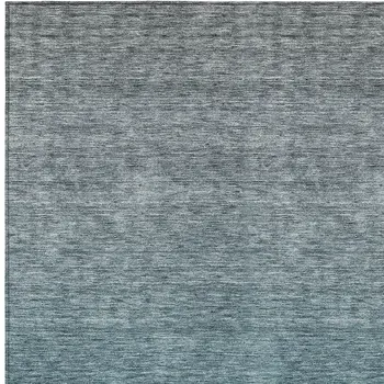 8' X 10' Teal Blue Gray And Charcoal Ombre Washable Indoor Outdoor Area Rug