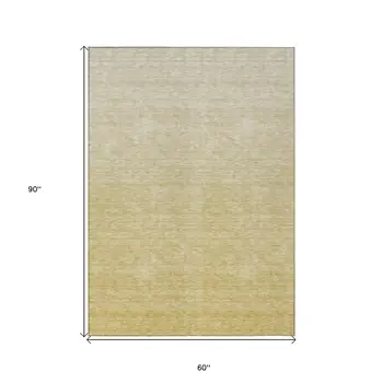 5' X 8' Wheat Gold And Tan Ombre Washable Indoor Outdoor Area Rug