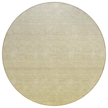 8' Wheat Gold And Tan Round Ombre Washable Indoor Outdoor Area Rug