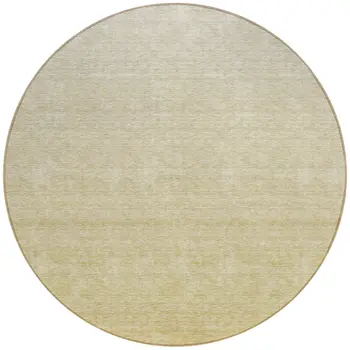 8' Wheat Gold And Tan Round Ombre Washable Indoor Outdoor Area Rug