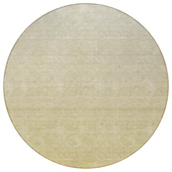 8' Wheat Gold And Tan Round Ombre Washable Indoor Outdoor Area Rug