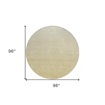 8' Wheat Gold And Tan Round Ombre Washable Indoor Outdoor Area Rug