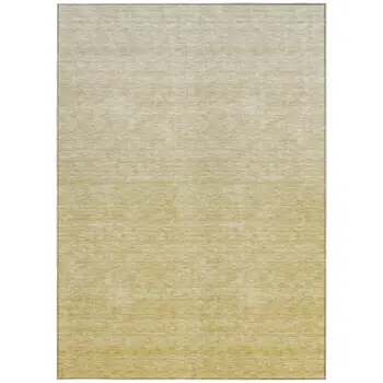 9' X 12' Wheat Gold And Tan Ombre Washable Indoor Outdoor Area Rug