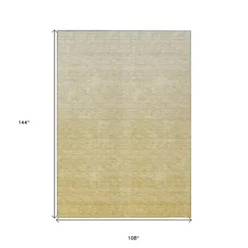 9' X 12' Wheat Gold And Tan Ombre Washable Indoor Outdoor Area Rug