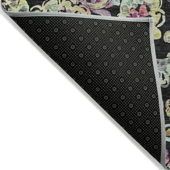 10' X 14' Black And Artichoke Green Paisley Washable Indoor Outdoor Area Rug