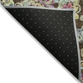 5' X 8' Chocolate And Artichoke Green Paisley Washable Indoor Outdoor Area Rug