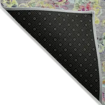 5' X 8' Gray Fern Green And Artichoke Green Paisley Washable Indoor Outdoor Area Rug