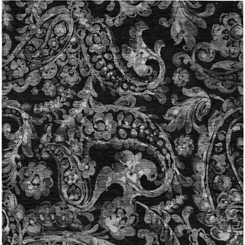 5' X 8' Black Gray And Charcoal Paisley Washable Indoor Outdoor Area Rug
