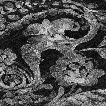8' Black Gray And Charcoal Round Paisley Washable Indoor Outdoor Area Rug