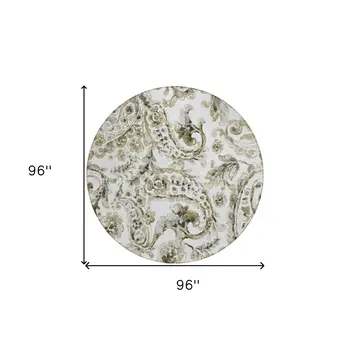 8' Brown Ivory And Tan Round Paisley Washable Indoor Outdoor Area Rug