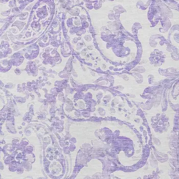 3' X 5' Lavender Ivory And Purple Paisley Washable Indoor Outdoor Area Rug
