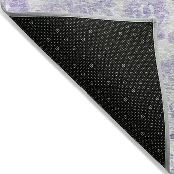 9' X 12' Lavender Ivory And Purple Paisley Washable Indoor Outdoor Area Rug