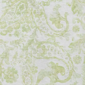 3' X 5' Sage Green And Ivory Paisley Washable Indoor Outdoor Area Rug