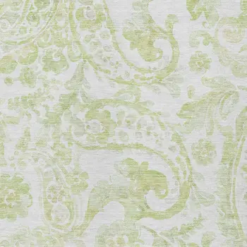 8' X 10' Sage Green And Ivory Paisley Washable Indoor Outdoor Area Rug