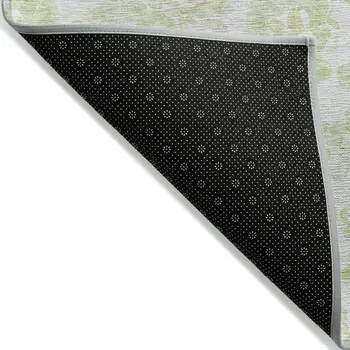 10' X 14' Sage Green And Ivory Paisley Washable Indoor Outdoor Area Rug