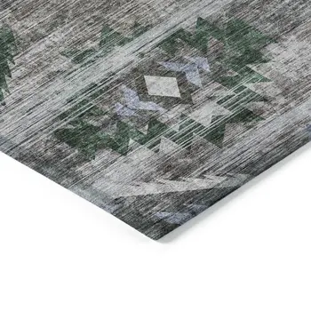 3' X 5' Brown Beige And Blue Southwestern Washable Indoor Outdoor Area Rug