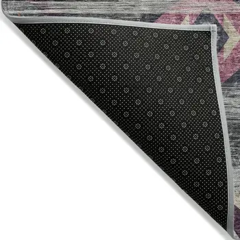5' X 8' Gray Charcoal And Silver Southwestern Washable Indoor Outdoor Area Rug