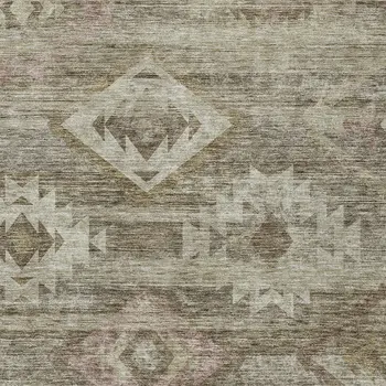 5' X 8' Brown Beige And Tan Southwestern Washable Indoor Outdoor Area Rug