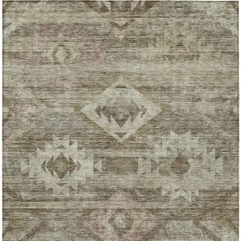 9' X 12' Brown Beige And Tan Southwestern Washable Indoor Outdoor Area Rug