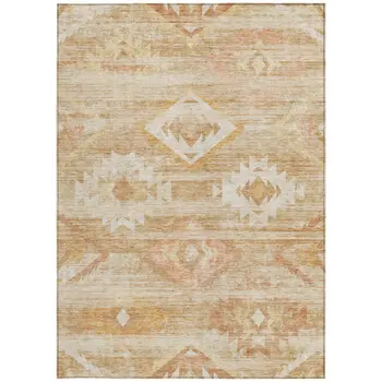 8' X 10' Copper Terra Cotta And Ivory Southwestern Washable Indoor Outdoor Area Rug