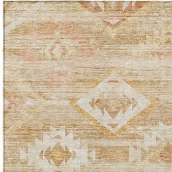 8' X 10' Copper Terra Cotta And Ivory Southwestern Washable Indoor Outdoor Area Rug