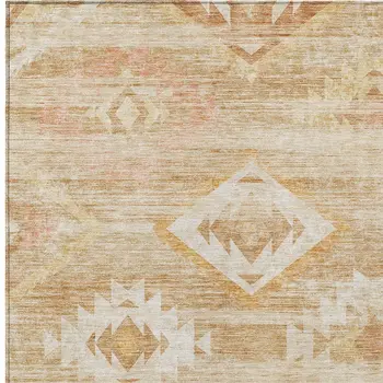 10' X 14' Copper Terra Cotta And Ivory Southwestern Washable Indoor Outdoor Area Rug