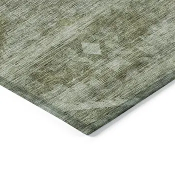 8' X 10' Olive Green And Fern Green Southwestern Washable Indoor Outdoor Area Rug